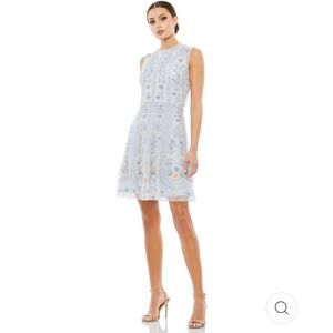 Mac Duggal SLEEVELESS HIGH NECK EMBROIDERED MINI DRESS size 12 NWT